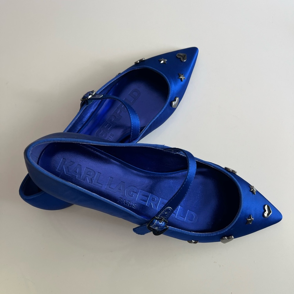 KARL LAGERFELD PARIS Women's Veyda Mary Jane Pointed Toe Flats